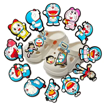 1-16pcs Doraemon PVC Croc Charms аксесоари Карикатура за обувки на едро DIY маратонки декорация Детски коледни парти подаръци
