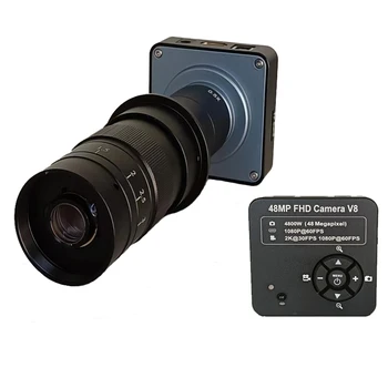1080P 60FPS 2K 48MP V8 HDMI електронна USB цифрова видео микроскопска камера с 180X C-Mount обектив за запояване на PCB ремонт