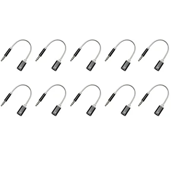 10Pcs конвертор за слушалки 3.5mm мъжки към тип C женски конвертор за слушалки, аналогов конвертор за слушалки черен