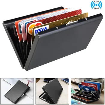 1pc RFID държач за карти Мъже блокиране на алуминиев метален тънък портфейл пари чанта против сканиране притежател на кредитна карта тънък калъф малък мъжки портфейл
