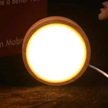 1PC Домакински кръг дървени LED нощна светлина база декоративни дървени държач изложбена стойка за кристали стъклена топка декорация