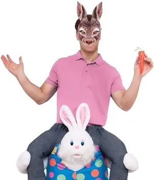 1PCS Великденски зайче маска заек маска лек реалистичен Ева животински половин маска за лице за Великден карнавал парти декорация маска