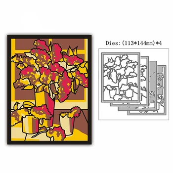 2023 Нова лавандула многослойни 3d Datura фон рамка метал рязане мухъл за Scapbooking правоъгълна квадратна цвете мухъл карта