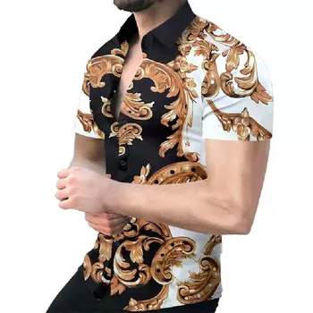 2023 Нова мода Мъжки ризи Мъжки хавайски ежедневни ризи с копчета Улично облекло Мода Отпечатани къс ръкав плажно парти върховете T риза