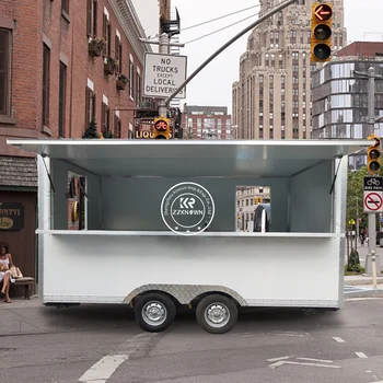 2024 САЩ Стандарт Скуеър Мобилна кухня Храна камион Висококачествен сладолед Пица Вафла сандвич Креп храна ремарке храна каравана