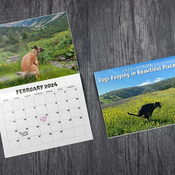 2024 Смешни куче Pooping стена календар уникален календар подарък за приятели Семейство Съседи Колеги Роднини Близки