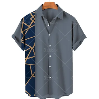2024 Хавайска мъжка риза 3d отпечатана риза с къс ръкав Мъжка ревера единична мода Случайни плаж извънгабаритни риза ретро къси Slee