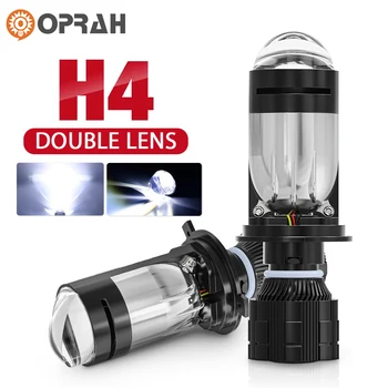 2pcs Супер ярка H4 LED крушка за фарове за кола Мини обектив с двоен проектор 9003 / HB2 Hi / Lo Beam Canbus CSP 3570 12V LHD бяла автоматична лампа