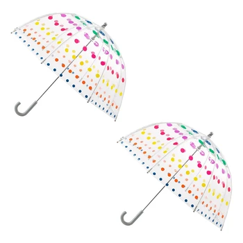 2X Детски ясен балон чадър Мъжки и дамски детски чадъри Прозрачен дълъг дръжка моден чадър