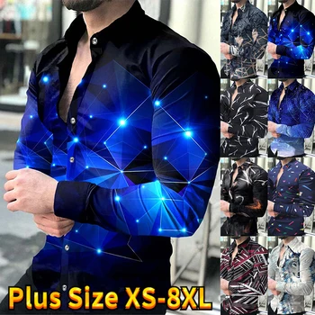 3D печат бутон надолу облекло мода случайни дишаща риза мъжки графичен изненадващ дневен празник тенденция дълъг ръкав XS-8XL