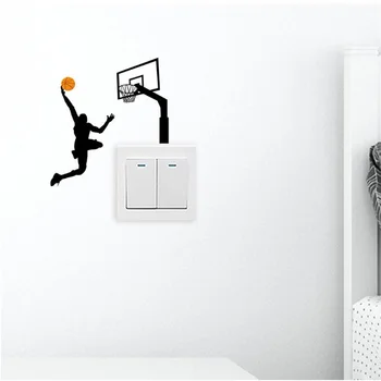 4PCS Сменяем превключвател декорация карикатура баскетболист потапям стена стикер за хол превключвател стикер15 * 15CM