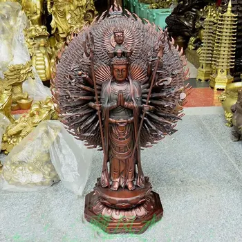 57см огромен Югоизточна Азия храм бронз Хиляда ръка Бодхисатва Гуанин статуя на Буда безопасност здрави Ефективна защита