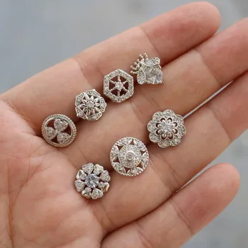 5pc/lot Луксозни малки кристални копчета Кубичен цирконий бутон за дрехи Декоративни CZ шиене кристал копчета за ризи