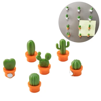 6pcs кактус хладилник магнит хладилник магнитен стикер 3D сладък сочен растение съобщение борда напомняне Декорация на дома Кухня