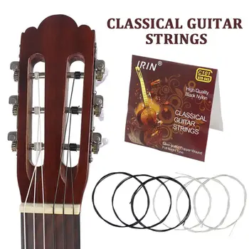 6Pcs Комплект струни за класическа китара Черна найлонова сърцевина Посребрена рана 1-ви-6-ти струни за китара Guitarra резервна част