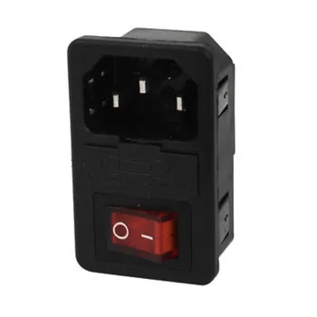 AC 250V 15A IEC 320 C14 входящ контакт w предпазител w червена светлина Rocker Switch 1 * 1.2 / 1.5 / 2 / 2.5mm AC-01