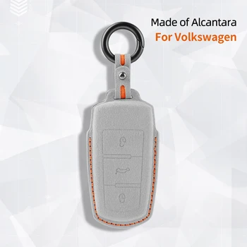 Alcantara Car Remote Key Case Cover Shell за VW Volkswagen CC Passat B6 B7 R36 B5 B7 Passat 3C Magotan Ключодържател