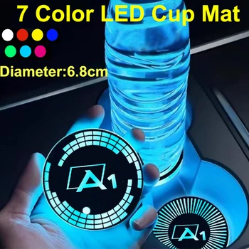 Auto светеща водна чаша за Audi A1 емблема 7 цветна LED атмосфера светлина кола лого Cupmat атмосфера атмосфера светлини аксесоари