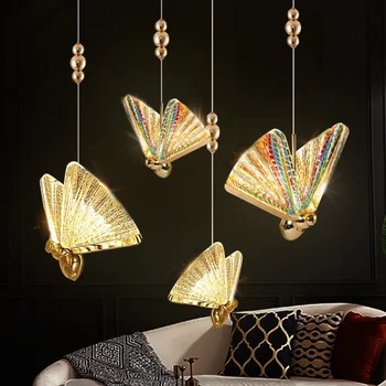 Butterfly Led висулка светлини висящи лампа вътрешно осветление за нощно шкафче трапезария кухня Pendente Iluminação светлина
