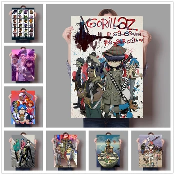 Canvas печатни картини стена изкуство живопис Gorillaz хип-хоп декорация дома декорация модулни аниме карикатура плакат за хол без рамка