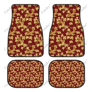 Cymbidium Orchids Pattern Car Mat Universal Fit 4-Piece Set Car Floor Mats - Heavy Duty All Weather with Rubber Backing Non Slip