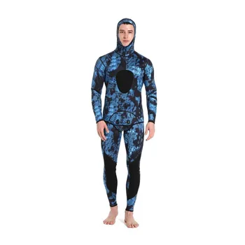 DEMMET Мъжки 3 мм подводен риболов премия камуфлаж неопренов неопренов костюм две части водолазен костюм качулка гмуркане с шнорхел костюм