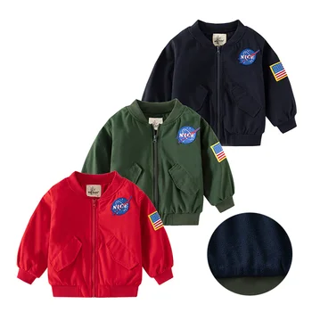 Fleece Boys Aviatior Jacket Warm Fashion Toddler Baby Winter Coat Kids Baseball Outwear Детски дрехи