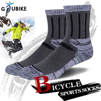 GTUBIKE Зимни термични спортни чорапи Открит туризъм Ски Бягане Езда Мъже Жени Сняг Сноуборд Топло сгъстяване Късотръбни чорапи
