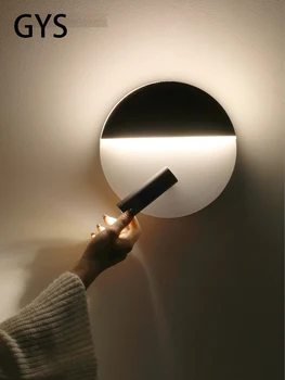 GYS Led стена лампа спалня нощно легло Downlight двойна светлина въртяща се четене осветление с превключвател квадратен кръг за вътрешен живот R