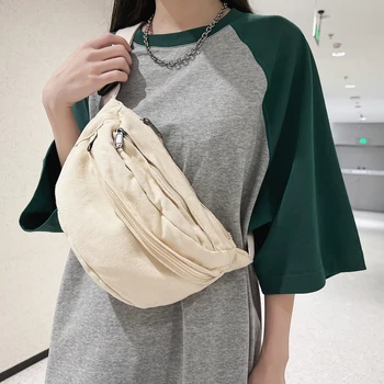 HOCODO Fashion Trend Waist Bag Street Casual Women Shoulder Bag Chest Bags Outdoor Sport Canvas Crossbody Bag Lady Belt Bag