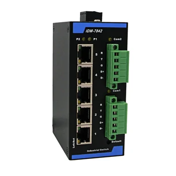 IDM-7842MG Modbus шлюз 2 канална оптична изолация modbus rtu към modbus tcp 5 порт Ethernet превключвател modbus tcp