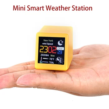 MINI размер Smart WIFI прогноза за времето станция часовник за игри десктоп декорация. DIY сладък GIF анимации и електронен албум