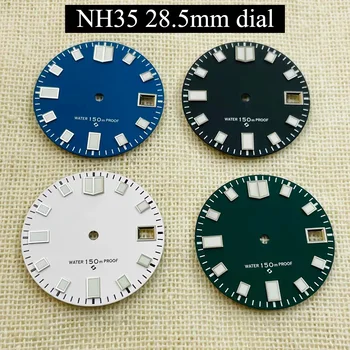 NH35a движение 28.5mm циферблат, подходящ за NH35 / NH36 механични аксесоари за модификация на часовници, зелена светлинна скала
