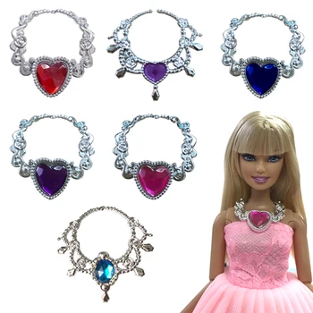 NK 3 бр 30CM принцеса случайни мода кристал пластмасова верига парти бижута огърлица за Барби кукла аксесоари момиче подарък играчка