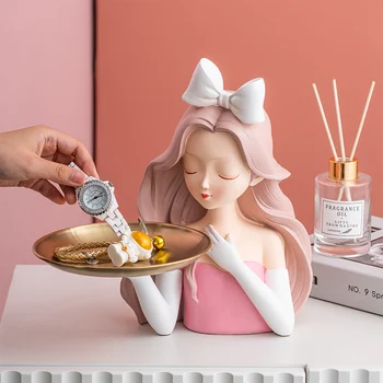 Nordic kawaii Princess Tray Storage Декорация занаят Балон момиче статуи Начало Аксесоари за шкаф Подарък за рожден ден в хола