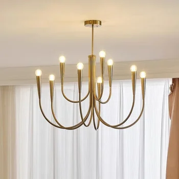 Nordic хол полилей луксозен висулка светлина американски стил ретро минимализъм спалня дизайнер свещ трапезария осветление