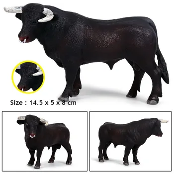 Original Wild Animals World Black Bull Buffalo Cattle Farm Model Action Figurines Miniature Collection Toy For Kids