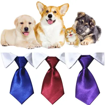 Pet Formal Necktie Tuxedo Bow Tie Dog Cat Red Fake Collar Solid Color Cute Adjustable Per Bow Tie Pet Wedding Suit Accessories