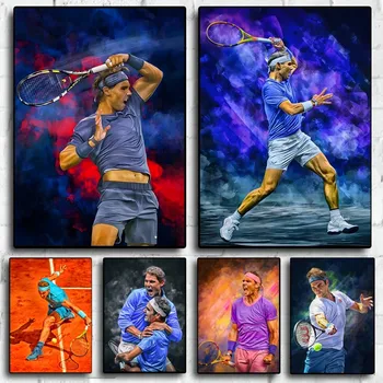 R-Rafael Nadal R-Roger Federer Плакат Prints Стенопис Спалня Всекидневна Стикер за стена Офис Малък