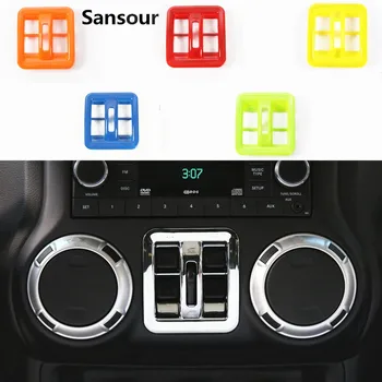 Sansour 1PC Нов прозорец превключвател бутон рамка капак тапицерия за Jeep Wrangler 2011-2016 кола стайлинг