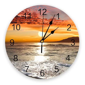 Sunset The Sea The Landscape Bedroom Wall Clock Large Modern Kitchen Dinning Round Wall Clocks Living Room Watch Home Decor