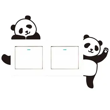 Switch стена стикер сладък панда превключвател плакат стикери творчески личност светлина гнездо сменяеми ваденки за деца хол