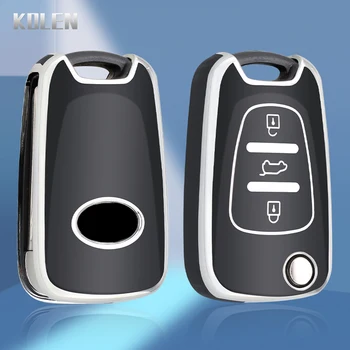 TPU Car Flip Key Case Cover Shell Fob за Hyundai I20 I30 Ix20 Ix35 Elantra акцент за KIA Sportage Rio 3 Soul Optima Ceed K5 K2