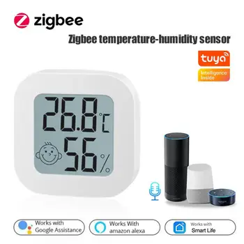 Zigbee Tuya LCD цифров термометър хигрометър вътрешна стая електронна температура влажност метър сензор габарит метеорологична станция