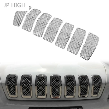 Автомобилна хромирана интериорна вложка Пчелна пита предна мрежа състезателна решетка Декорация Корица за Jeep Cherokee 2014-2018