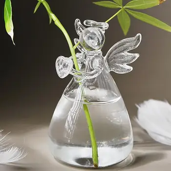 Ангелска стъклена ваза Ръчно изработен подарък за рожден ден Коледа Ден на Свети Валентин декор растение цвете прозрачна ваза за декорация на дома