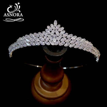 Висококачествен сребърен кубичен цирконий корона мода булчински цвете диадема сватба шаферка аксесоари за коса бижута момиче подарък