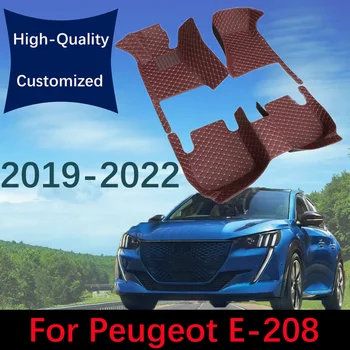 Висококачествени стелки за автомобили за Peugeot E-208 2019 2020 2021 2022 Персонализирана кожа Автомобилни килими килими Подложки за крака Аксесоари