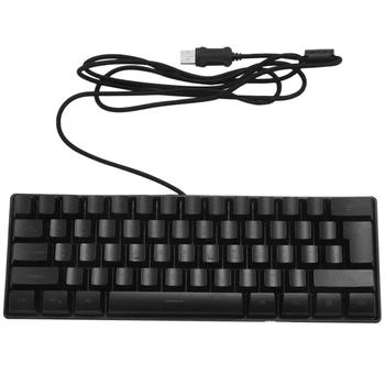 Геймърска клавиатура, 61 клавиша Многоцветна RGB осветена LED подсветка кабелна игрална клавиатура, водоустойчива мини клавиатура
