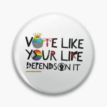 Гласувайте сякаш животът ви зависи от него Мек бутон ПИН декор брошка мода дрехи жени бижута подарък сладък творчески карикатура